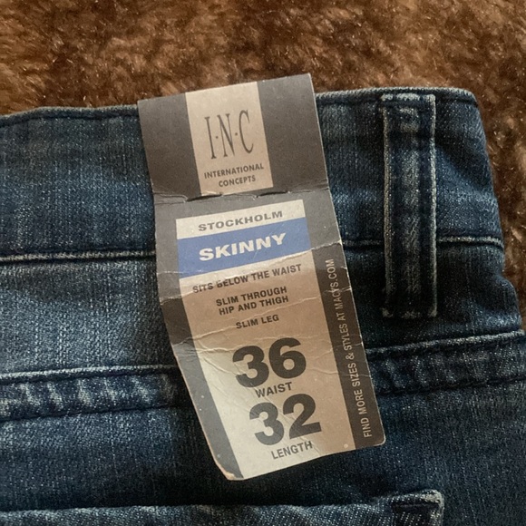 INC International Concepts Stockholm Skinny Blue Jeans 36w 32l NWT - Picture 3 of 5